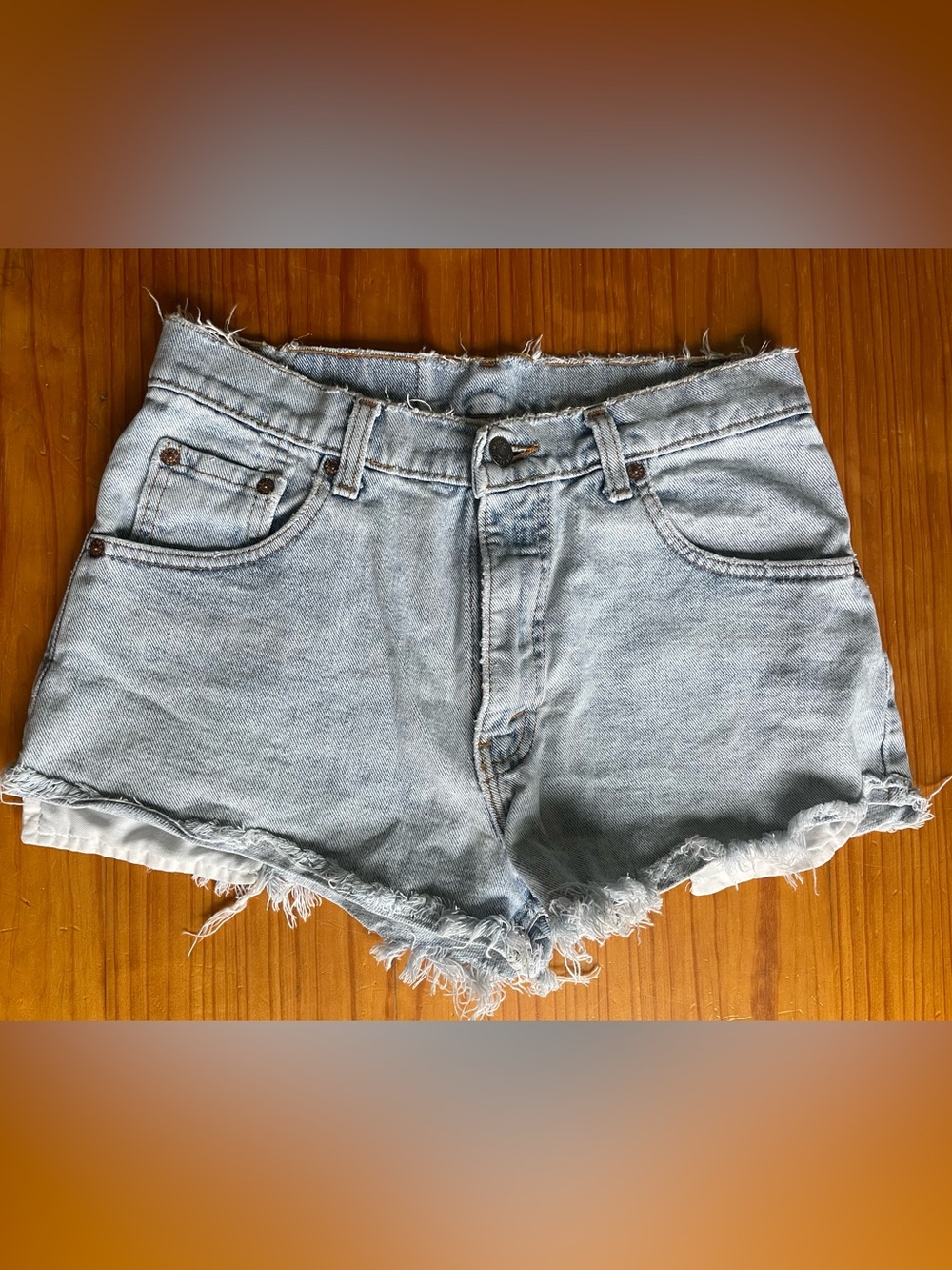 Light Wash Denim Frayed Hem Cotton Daisy Duke Shorts Levi Vintage 90s